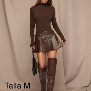 MINI FALDA DE VINIPIEL CAFÉ