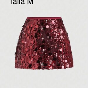 FALDA CORTA DE LENTEJUELAS ROJA