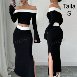 CONJUNTO NEGRO DE FALDA LARGA