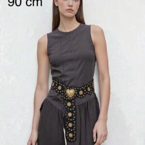 CINTO GRUESO DE CORAZONES NEGRO