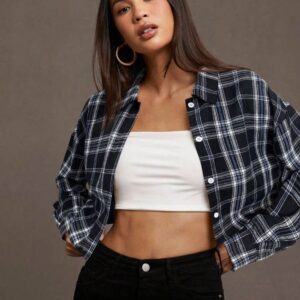 CAMISA CORTA DE CUADROS AZUL