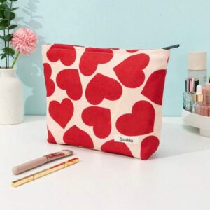 COSMETIQUERA ROSA CON ROJO