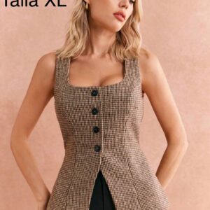 CHALECO BEIGE DE CUADROS