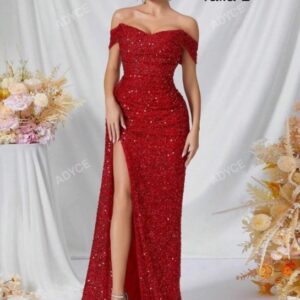 VESTIDO BRILLOS ROJO