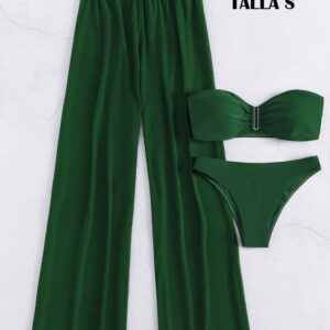 Traje de baño verde con salida de baño