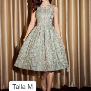 Vestido elegante azul con gris