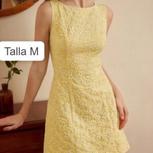 Vestido amarillo flores blancas
