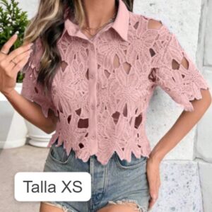 Blusa rosa de encaje