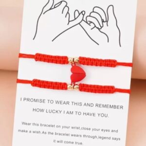 Dúo de pulseras de corazón rojo