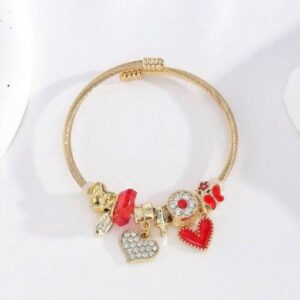 Pulsera dorada y rojo