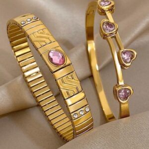 Pulsera dorado con rosa