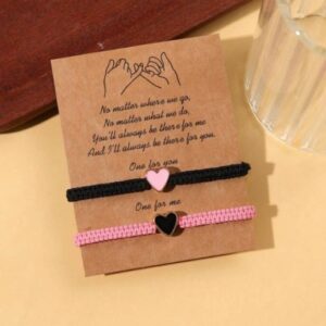 dúo de pulseras rosa y negro