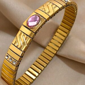 Pulsera dorada y rosa